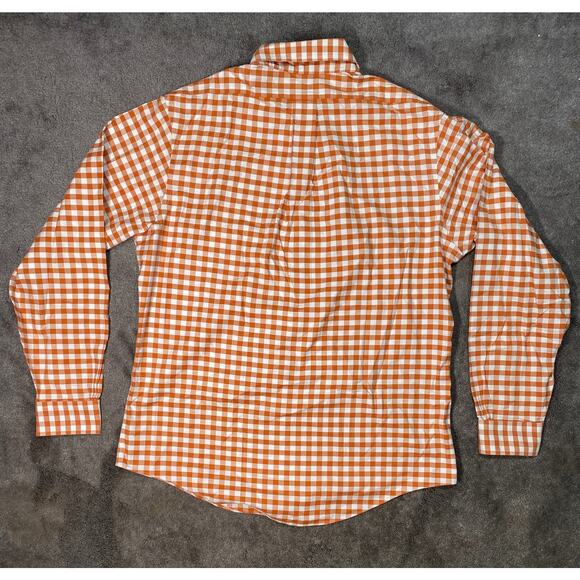 Brooks Brothers Mens L Orange Gingham Button Down Non Iron Supima Cotton Shirt - Picture 3 of 13